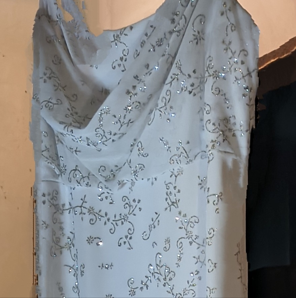 Taboo White Slip Dress with Silver Floral Accents